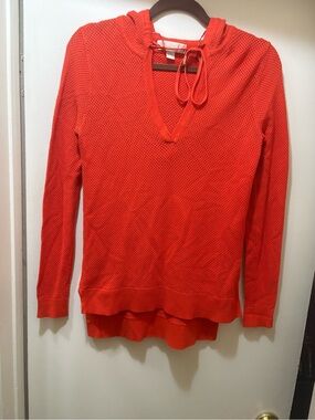 MICHAEL Michael Kors Orange Open-Knit Hooded Sweater